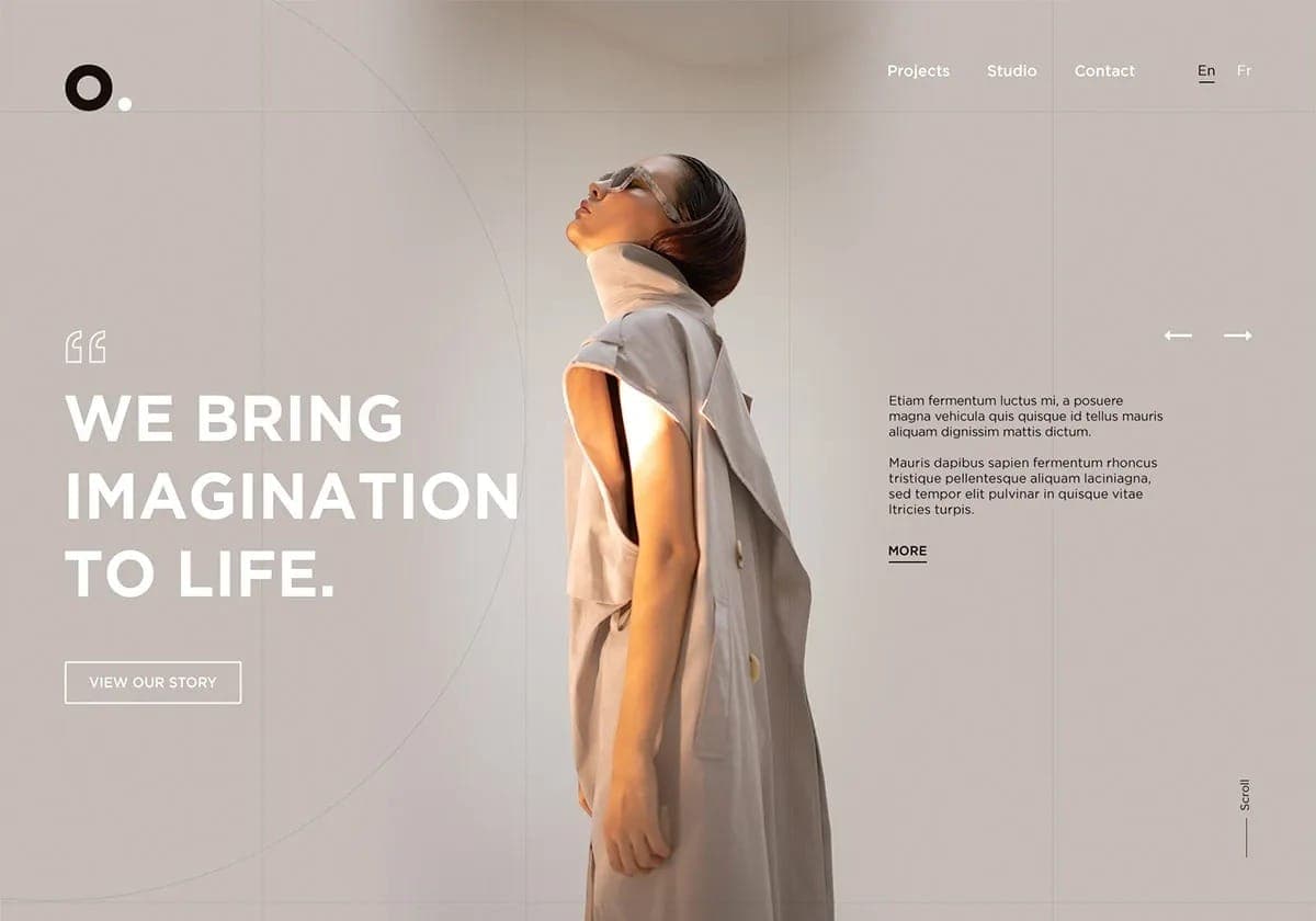 Editorial fashion landing page
